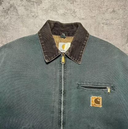 J43 HTG Carhartt Detroit Jacket medium vintage hunter green/blue boxy rare J97.
