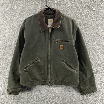 VINTAGE Carhartt Jacket Mens Large Green Detroit J97 MOS Blanket Duck Canvas 90s