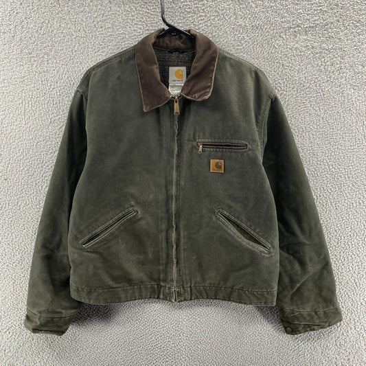 VINTAGE Carhartt Jacket Mens Large Green Detroit J97 MOS Blanket Duck Canvas 90s