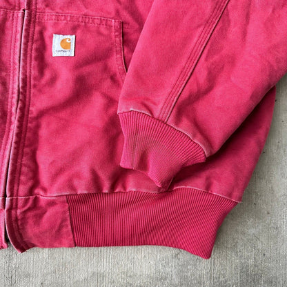 Vintage Y2K pink WOMENS Carhartt quilted hooded work wear jacket