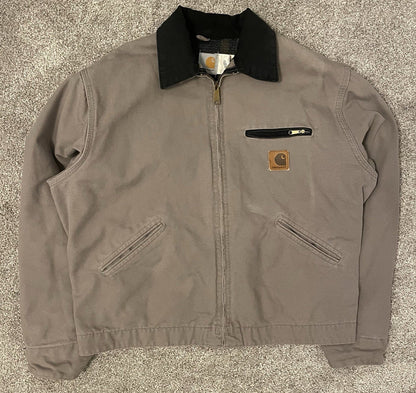 Carhartt Vintage Cement Grey Detroit Jacket J76 CMT Washed Sandstone Duck Large