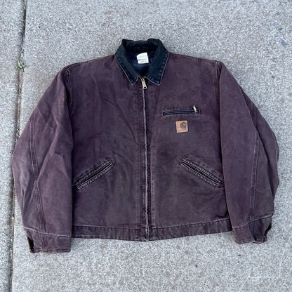 Carhartt Detroit J97 Brg Wine Burgundy Purple Vintage Faded Jacket Coat XL USA