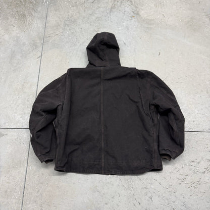 New Vintage Carhartt Detroit Sherpa Lined Hooded Brown Duck Jacket Size 3XL
