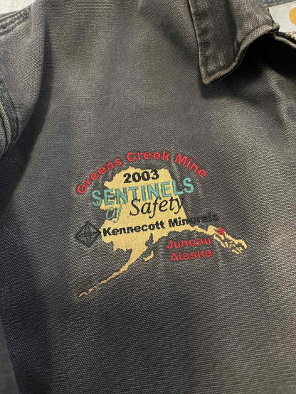 Vintage Carhartt Grey Distressed Detroit Jacket J97 PTL Size XL Blanket Lined