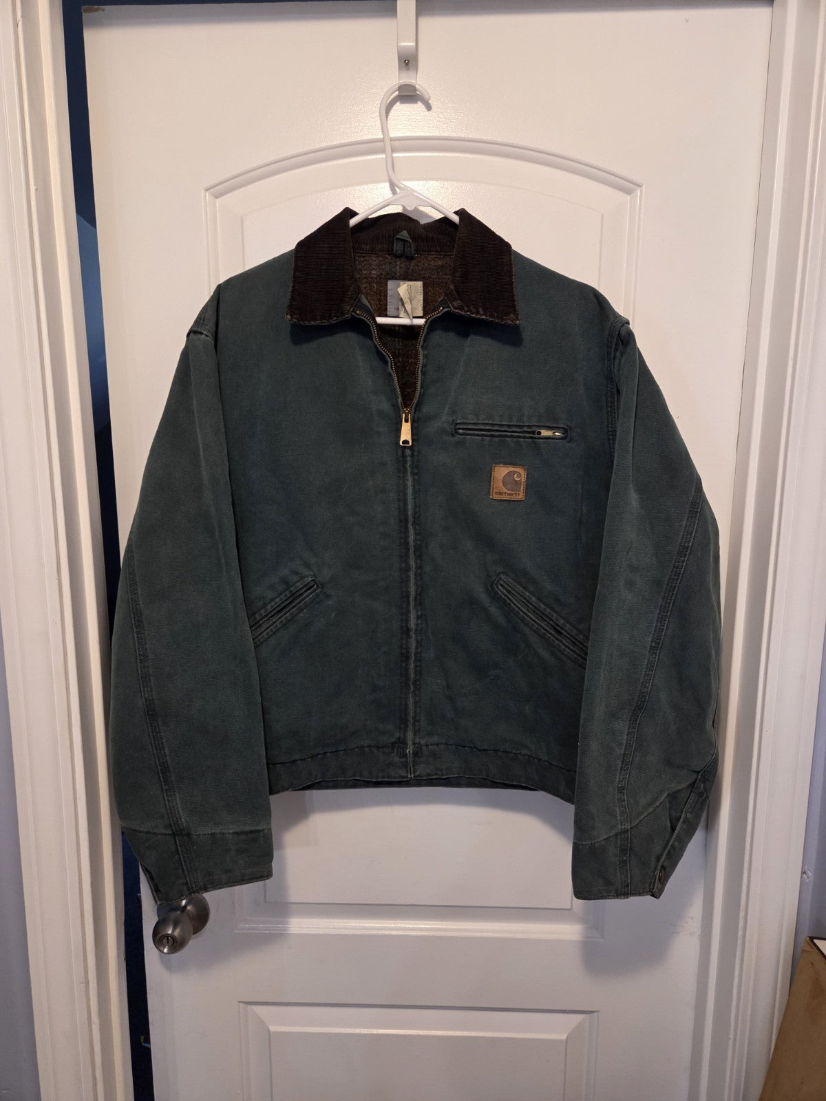 Vintage Carhartt Detroit Jacket J43 HTG Mens L Green Plaid Lined Y2K