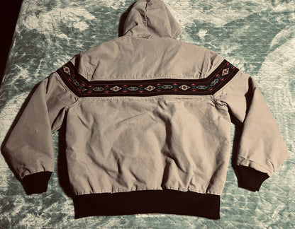 Vintage 90’s Men’s Carhartt Aztec Gray Hooded Jacket J78 CMT Southwestern Sz XL