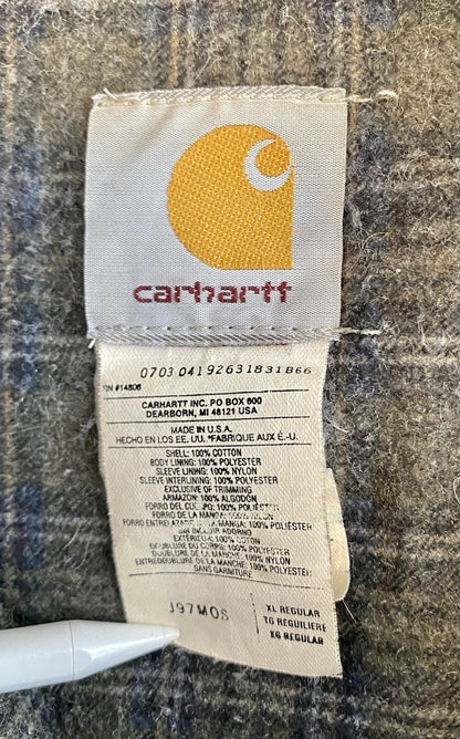 VTG Carhartt Detroit Blanket-Lined Jacket # J97 MOS Moss Green, Men’s Size XL.