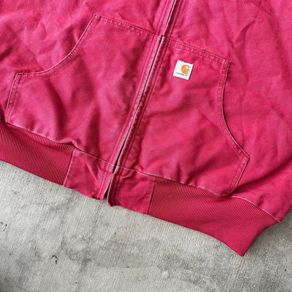 Vintage Y2K pink WOMENS Carhartt quilted hooded work wear jacket