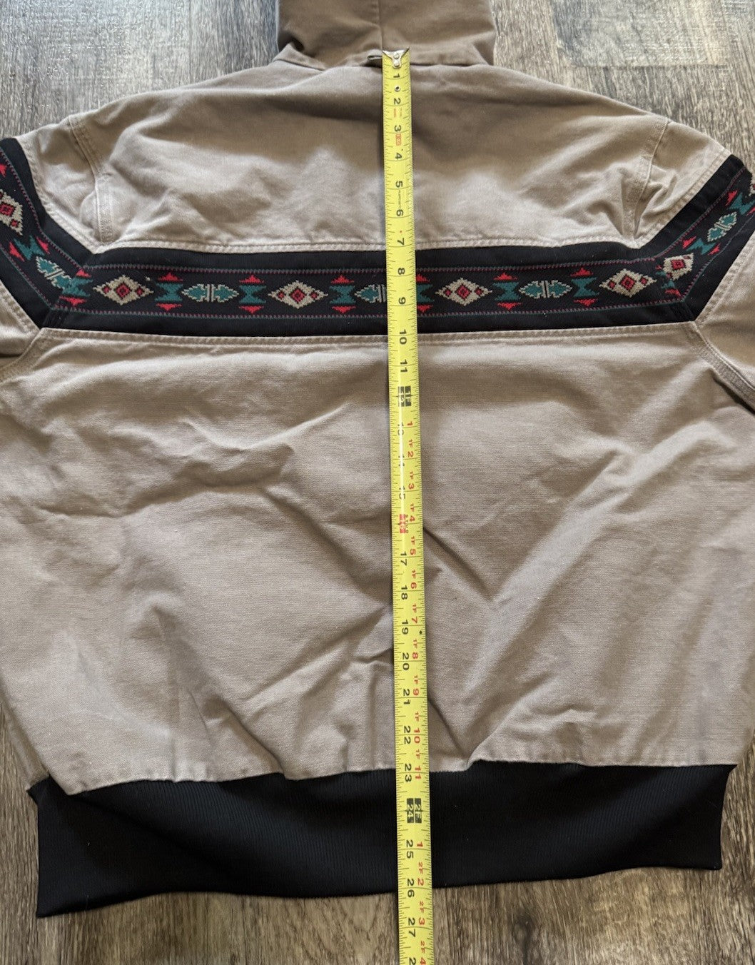 Vintage 90s Carhartt Aztec Full Zip Hooded Jacket Quilted Tribal Size X-Large