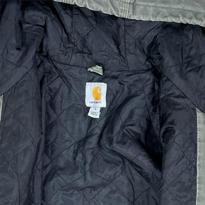 Vintage Carhartt Jacket L Sage Green Cotton Canvas Insulated Hooded Full Zip 90s