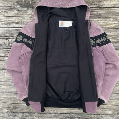 vintage carhartt jr0057 aztec active jacket in damson size medium