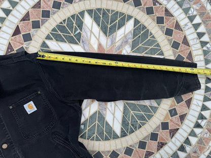 VTG Carhartt JU1005 Large Unlined Black Chore Jacket ~ blk detroit l coat