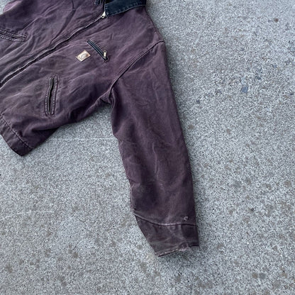 Carhartt Detroit J97 Brg Wine Burgundy Purple Vintage Faded Jacket Coat XL USA