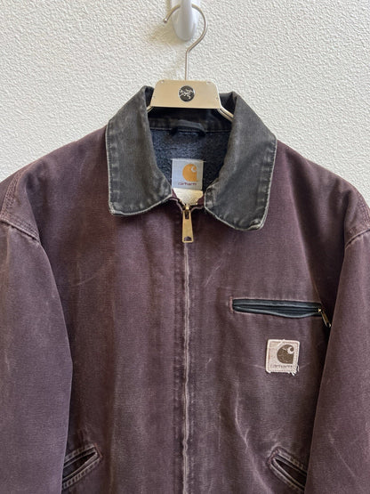 Vintage 2000 Carhartt Detroit Jacket J97 BRG Burgundy Size Large Blanket Lined