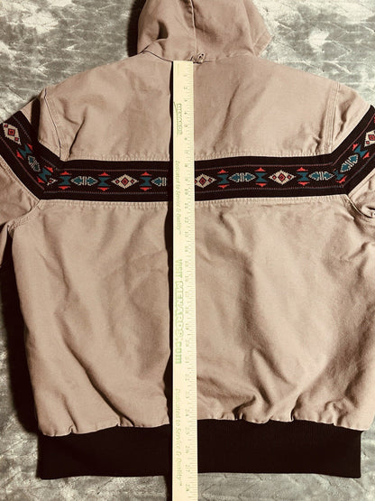 Vintage 90’s Men’s Carhartt Aztec Gray Hooded Jacket J78 CMT Southwestern Sz XL