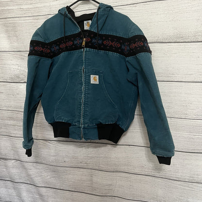 Vintage Carhartt Aztec Santa Fe Jacket Size Medium Teal JQ041 Faded Rare Lined
