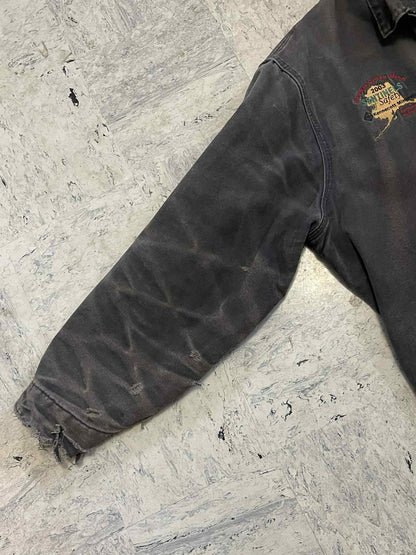 Vintage Carhartt Grey Distressed Detroit Jacket J97 PTL Size XL Blanket Lined
