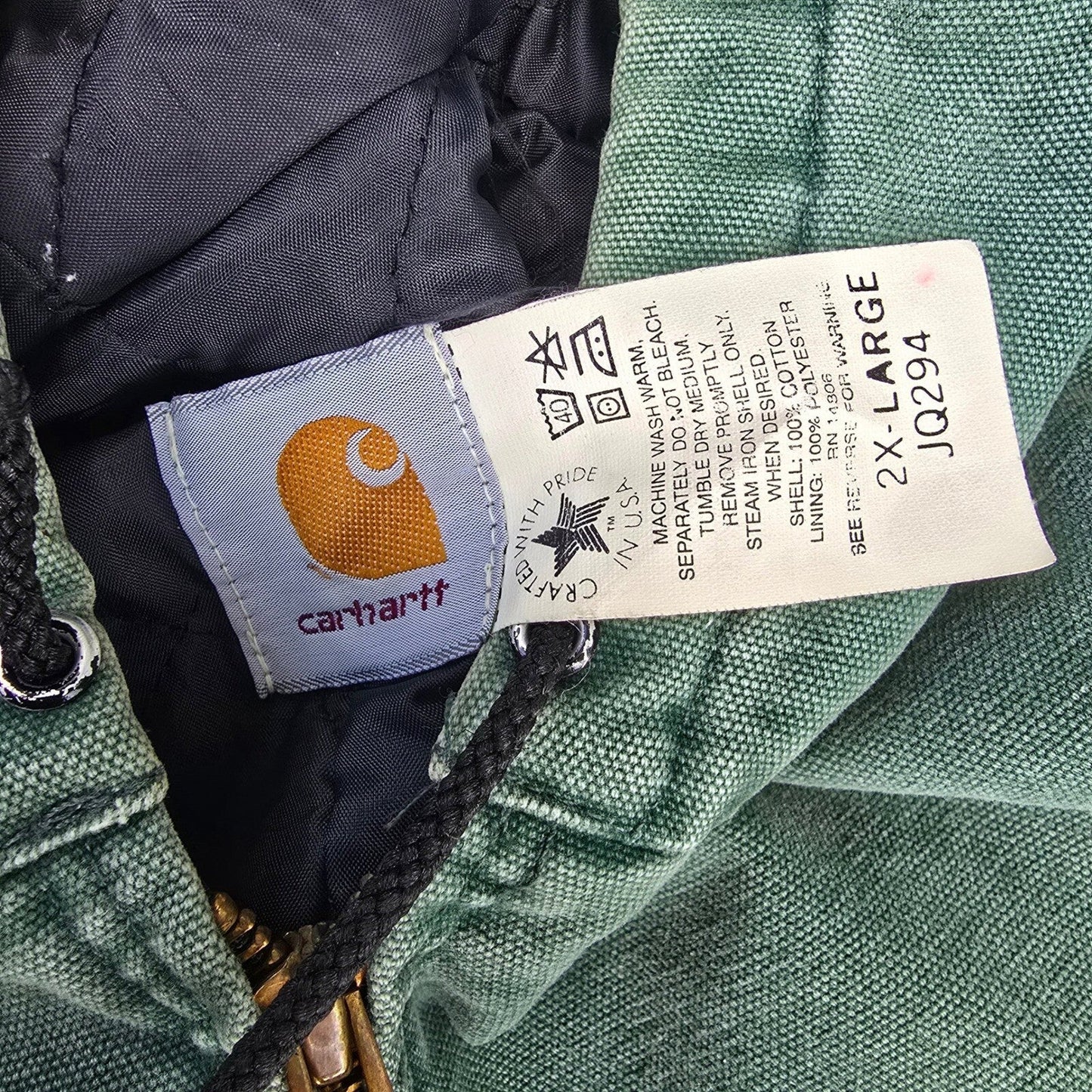 Vintage 90s Carhartt JQ294 Jacket Mens 2XL Aspen Green Quilt Lining 1996 USA