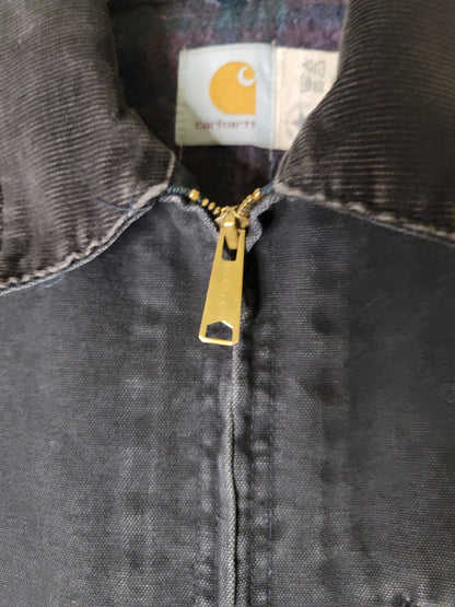 Vintage Carhartt J43 ONX Onyx Black Sandstone Detroit Jacket sz XL Blanket Lined