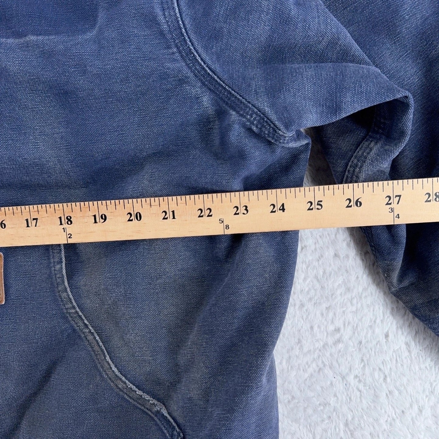 Carhartt Jacket Mens Large Blue Hooded Full Zip Workwear Faded Lined 376-20 duck