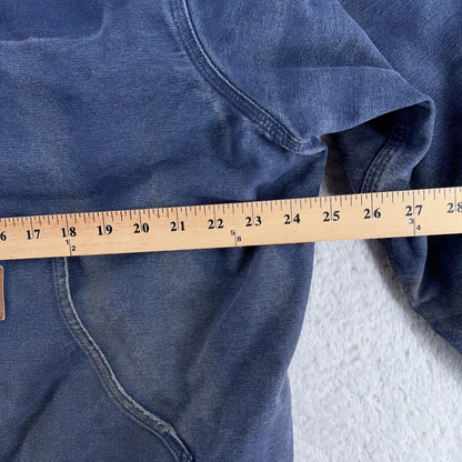 Carhartt Jacket Mens Large Blue Hooded Full Zip Workwear Faded Lined 376-20 duck