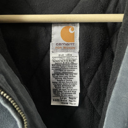 Carhartt Jacket Quilt Lined Womens Large WJ130 STM Gray Black 14086