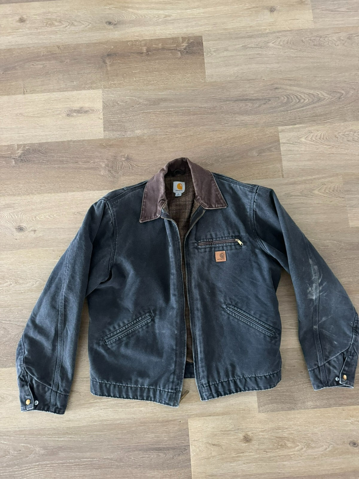 Vintage Carhartt Detroit Jacket J97 BLK Black Blanket-Lined Mens L Tall
