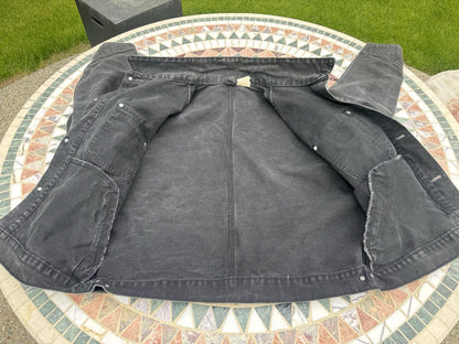 VTG Carhartt JU1005 Large Unlined Black Chore Jacket ~ blk detroit l coat