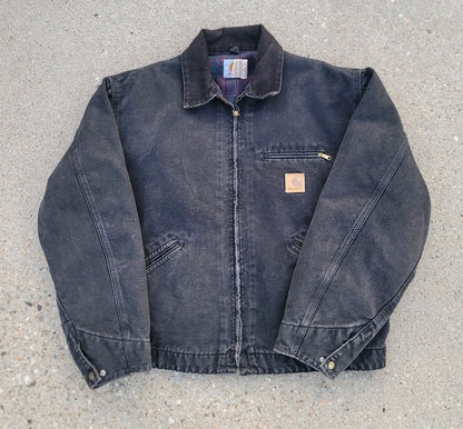 Vintage Carhartt J43 ONX Onyx Black Sandstone Detroit Jacket sz XL Blanket Lined