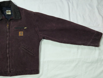 Carhartt Detroit Jacket J97 BRG Burgundy Size L Reg. Blanket Lined USA Made VTG