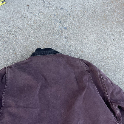 Carhartt Detroit J97 Brg Wine Burgundy Purple Vintage Faded Jacket Coat XL USA