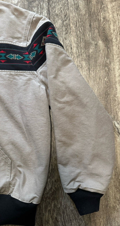 Vintage 90s Carhartt Aztec Full Zip Hooded Jacket Quilted Tribal Size X-Large