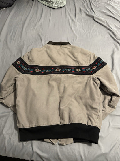 VTG 90s Carhartt SANTA FE Jacket AZTEC J77CMT Gray Large (L) Clean