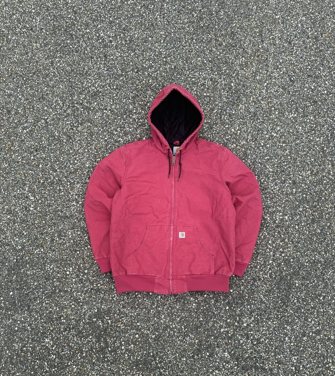 Vintage Carhartt Hooded Canvas Zip Up Jacket Women’s Size L Pink Active Vtg