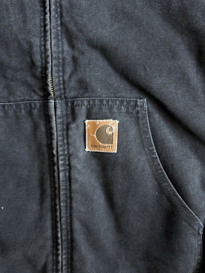 Vintage Carhartt J06 Jacket Mens Large Onyx Black Quilted Lined 90s USA Workwear