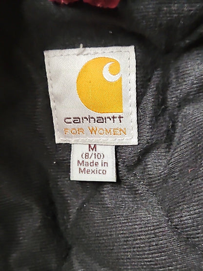 Carhartt Jacket Duck Canvas Hooded Quilt Lined Workwear WJ130 648 Womens 8/10