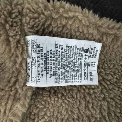 New Vintage Carhartt Detroit Sherpa Lined Hooded Brown Duck Jacket Size 3XL