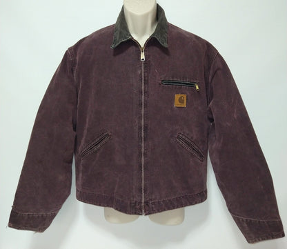Carhartt Detroit Jacket J97 BRG Burgundy Size L Reg. Blanket Lined USA Made VTG