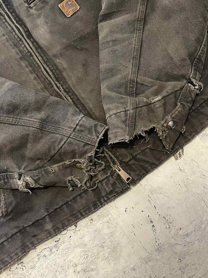 Vintage Carhartt Grey Distressed Detroit Jacket J97 PTL Size XL Blanket Lined