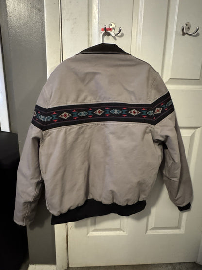 VTG 90s Carhartt SANTA FE Jacket AZTEC J77CMT Gray Large (L) Clean
