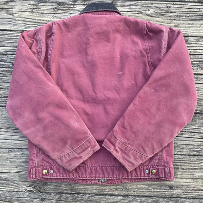 vintage carhartt j24 rdw aztec detroit jacket in redwood size medium