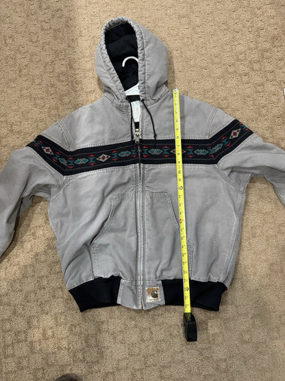 Vintage 90s Grey Aztec Carhartt Jacket Size M J78