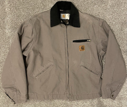 Carhartt Vintage Cement Grey Detroit Jacket J76 CMT Washed Sandstone Duck Large