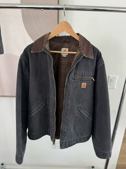 Vintage Carhartt Detroit Jacket J97 BLK Black Blanket-Lined Mens L Tall