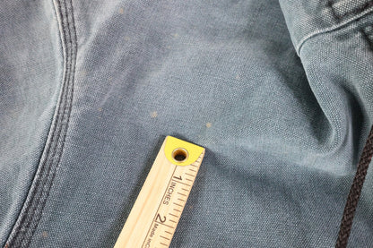 Vintage Carhartt Jacket Mens Large Blue Hooded Workwear Faded Distressed Chore