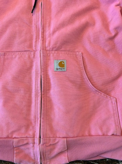 Carhartt Active Jacket Quilt Lined Women’s S WJ130 PKR Pink Rose Hooded Canvas