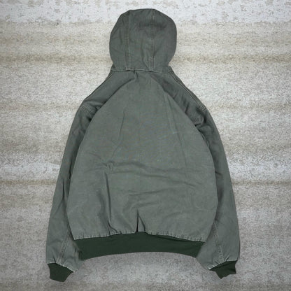 Vintage Carhartt Jacket L Sage Green Cotton Canvas Insulated Hooded Full Zip 90s