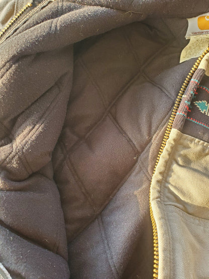 Carhartt Aztec Large Hooded Jacket Vintage 90's  Distressed Tribal Pattern