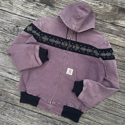 vintage carhartt jr0057 aztec active jacket in damson size medium